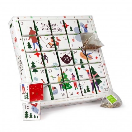 ETS - PUZZLE TEA ADVENT CALENDAR "WHITE ORNAMENTS", ORGANIC TEA, 25 PYRAMID BAGS