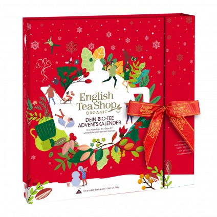 ETS - PREMIUM TEE ADVENTSKALENDER MIT SCHLEIFE "RED CHRISTMAS", 25 BIO TEE IN TEEPYRAMIDEN