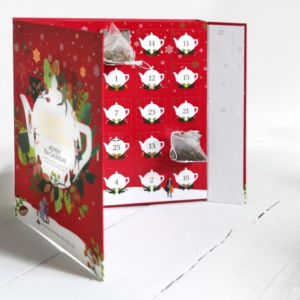 ETS - PREMIUM TEE ADVENTSKALENDER MIT SCHLEIFE "RED CHRISTMAS", 25 BIO TEE IN TEEPYRAMIDEN