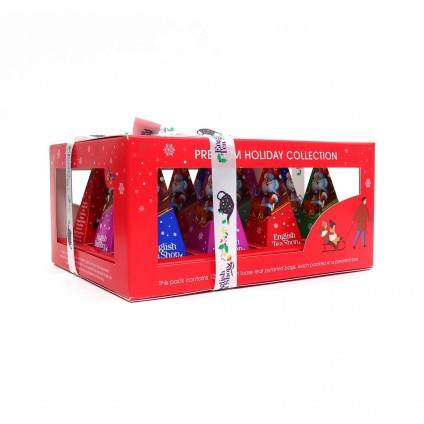 ETS - TEEGESCHENK MIT SCHLEIFE "HOLIDAY COLLECTION, ROT", BIO, 12 PYRAMIDEN-BEUTEL (ORGANIC BOX)