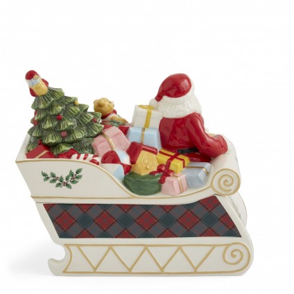 Christmas Tree Santa In Sleigh Cookie Jar