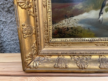 English Hand Painted reproduction Horse and Rider Portrait In a antique regency frame € 560,00