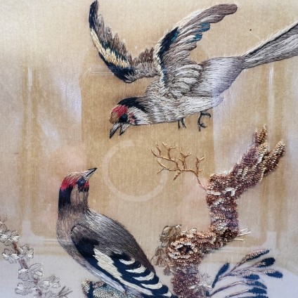 Antique Silkwork Embroidery of Birds