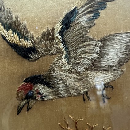 Antique Silkwork Embroidery of Birds