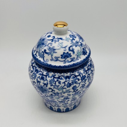 Blue and white porcelain tea jar