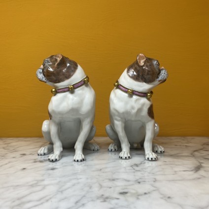 A pair of Dresden Pug Dogs