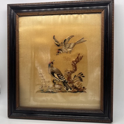 Antique Silkwork Embroidery of Birds