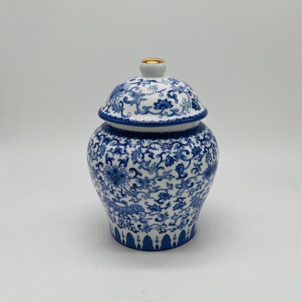 Blue and white porcelain tea jar