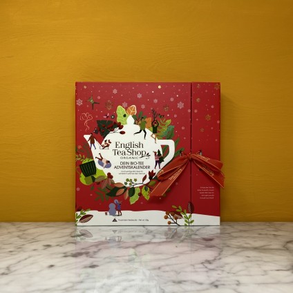 ETS - PREMIUM TEE ADVENTSKALENDER MIT SCHLEIFE "RED CHRISTMAS", 25 BIO TEE IN TEEPYRAMIDEN