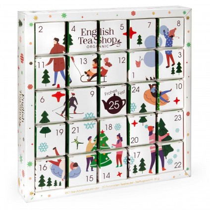 ETS - PUZZLE TEE ADVENTSKALENDER "WHITE ORNAMENTS", BIO TEE, 25 PYRAMIDENBEUTEL