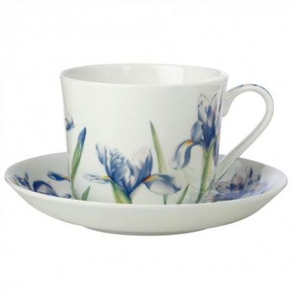 Floriade Cup with saucer Iris, bone china porcelain