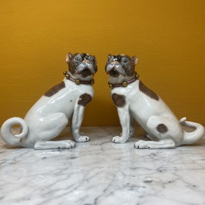 A pair of Dresden Pug Dogs